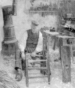 Fischerhuder Stuhlflechter In Der Werkstatt by Heinrich Breling