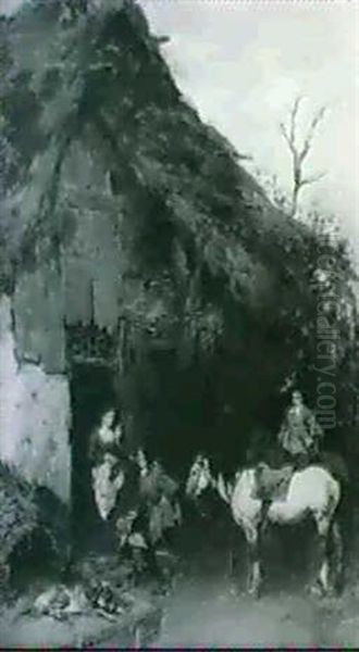 Cavalrymen Outside A Cottage - view 1