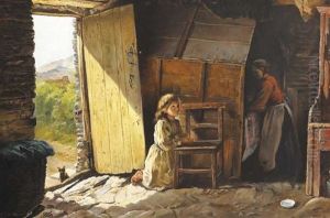 Morning Prayer, Cottage Interior, County Cork by James Brenan