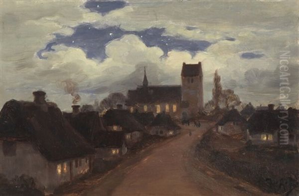 Village Church In Moonlight - view 1