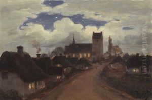 Village Church In Moonlight by Hans Andersen Brendekilde