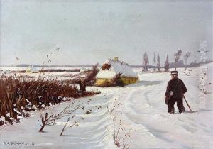 Postbud I Sneen (mailman In The Snow), 1886 by Hans Andersen Brendekilde