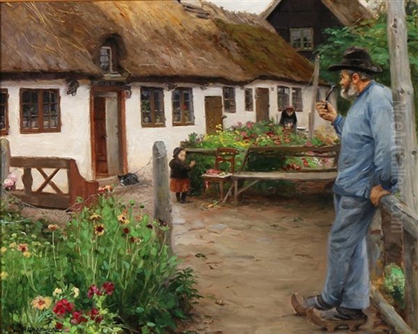 A Pipe Smoking Man In The Fishing Village Appenaes, Denmark - view 1