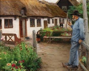 A Pipe Smoking Man In The Fishing Village Appenaes, Denmark