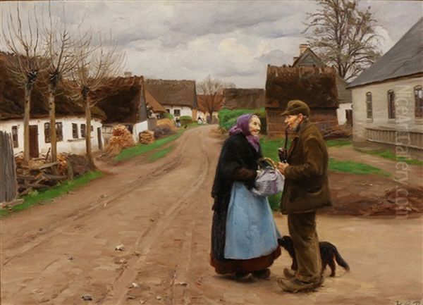 Two Elderly In Conversation In A Village - view 1