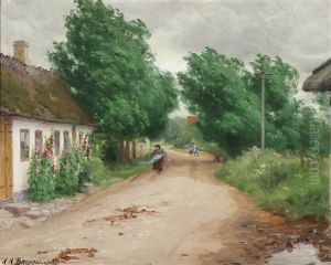 Windy Day Near A Village Road by Hans Andersen Brendekilde