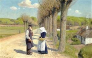 Man And Woman On A Road In The Outskirts Of The Village Man And Woman On A Road In The Outskirts Of The Village