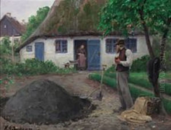 A Crofter Working In The Garden - view 1