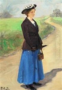 A Spring Day With A Woman On A Gravel Road by Hans Andersen Brendekilde