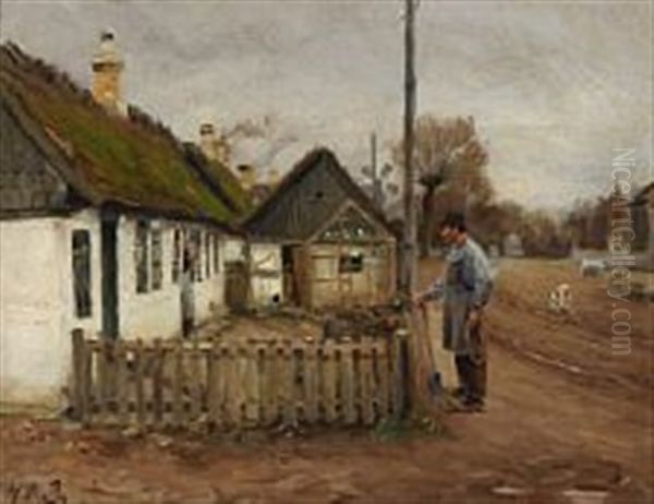 A Man And A Woman Talking At The Picket Fence - view 1
