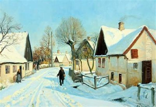 Snow-clad Village Scene - view 1