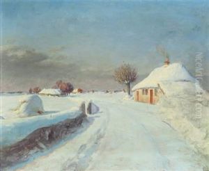 Scenery At A Small House On A Clear Winter Day Scenery At A Small House On A Clear Winter Day