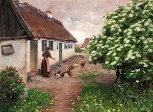 Sommermorgen. Honsene Fodres by Hans Andersen Brendekilde