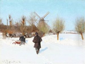 Winter Day With Two Men In The Snow Winter Day With Two Men In The Snow