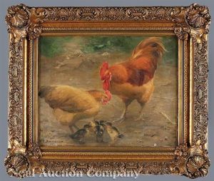 Hen, Rooster And Chicks