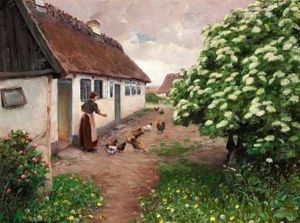 Sommermorgen - Honsene Fodres by Hans Andersen Brendekilde