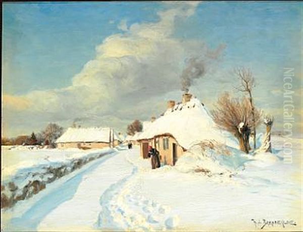 Winter Day On The Outskirts Of The Village With Snow And Sunshine - view 1
