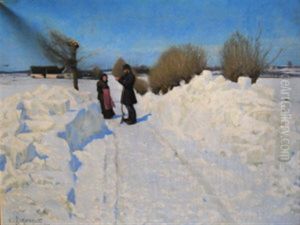 Two Figures On A Wintry Path