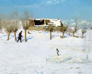 Bright Sunny Winter Day by Hans Andersen Brendekilde