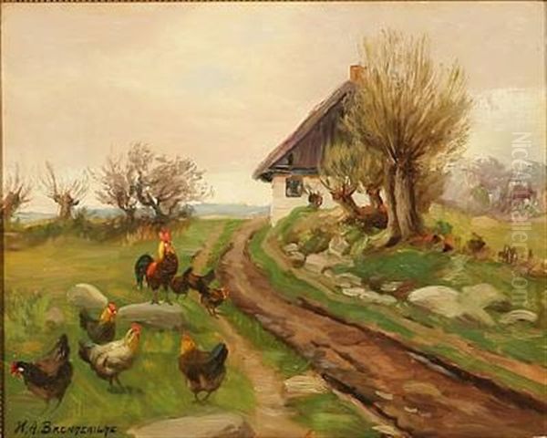 Summer Day On The Country With Free-range Chickens Near A Farmhouse - view 1
