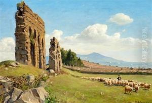 A Shepherd And His Sheep In The Roman Campagna by Hans Andersen Brendekilde