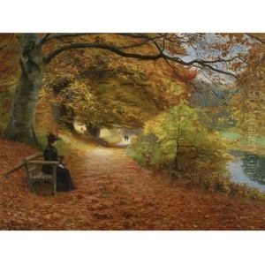 Wooded Path In Autumn by Hans Andersen Brendekilde