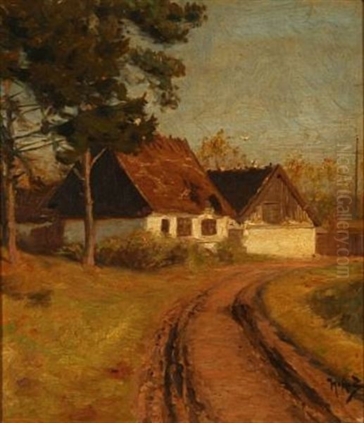 A Road At A White Country House - view 1