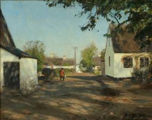 Village Scene by Hans Andersen Brendekilde