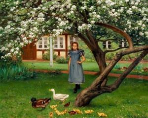 Under Aebletraeet. Pedersminde, Ragelund by Hans Andersen Brendekilde