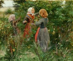 Glade With Girls Blackberrying Glade With Girls Blackberrying