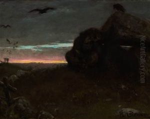 A Troll At A Barrow At Dusk by Hans Andersen Brendekilde