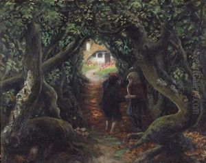 Hans Og Grethe I Skoven Ved Pandekagehuset by Hans Andersen Brendekilde