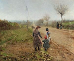 Born Pa En Landevej (children On A Country Road) by Hans Andersen Brendekilde