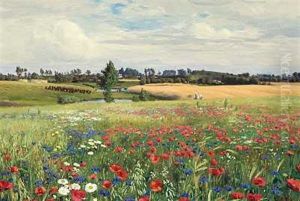 Blomstermark Med Kornblomster, Valmuer Og Margueritter by Hans Andersen Brendekilde