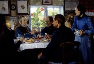 Besog Hos Vaever Hans Nielsen, Abbednaes by Hans Andersen Brendekilde