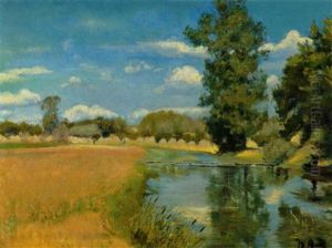 Flod Gennem Hostlandskab, Sommer by Hans Andersen Brendekilde