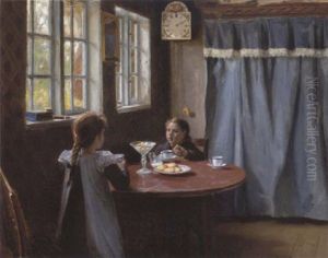 Besog Hos Bedstemor. To Smapiger Ved Kagebordet