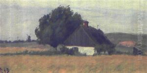 Bondehus, I Baggrunden By Og Molle by Hans Andersen Brendekilde