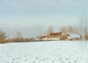 Solig Vinterdag Med Gard by Hans Andersen Brendekilde