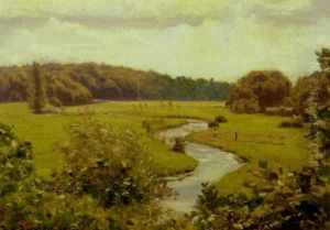 Landskab Med Alob Og Personer by Hans Andersen Brendekilde