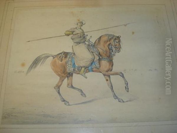 Ottoman Rider Holding A Lance, Together With Another Similar - view 1