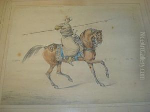 Ottoman Rider Holding A Lance, Together With Another Similar