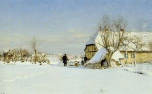 Vinterlandskab Med En Bondegard, Der Vises Vej by Hans Andersen Brendekilde
