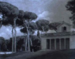 Gaende Pr+ster Udfor Villa Borghese