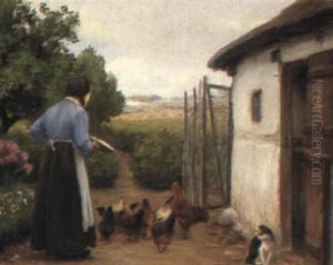 Feeding The Chickens by Hans Andersen Brendekilde