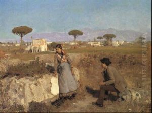 Italiensk Landskab Med To Personer by Hans Andersen Brendekilde
