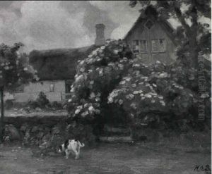 Landskab Med Gard Og Hund Landskab Med Gard Og Hund