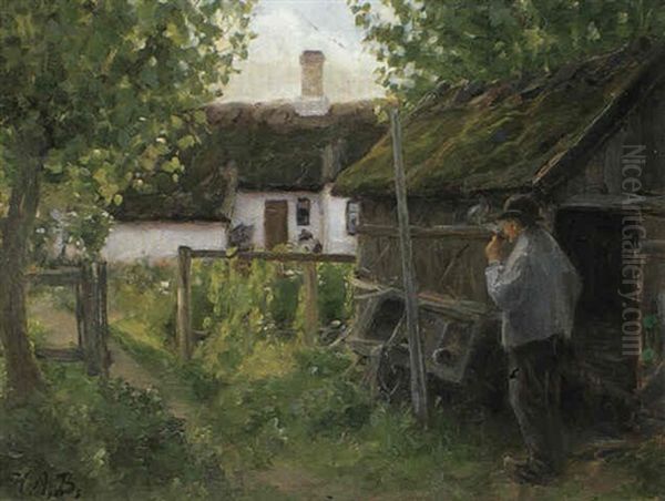 Gammel Mand Der Ryger En Pibe Tobak, Parti Fra Jyllinge - view 1