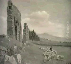 Fra Den Romerske Campagne, En Hyrde Med Sine Far by Hans Andersen Brendekilde
