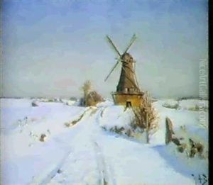 Vinterlandskab Med En Molle by Hans Andersen Brendekilde